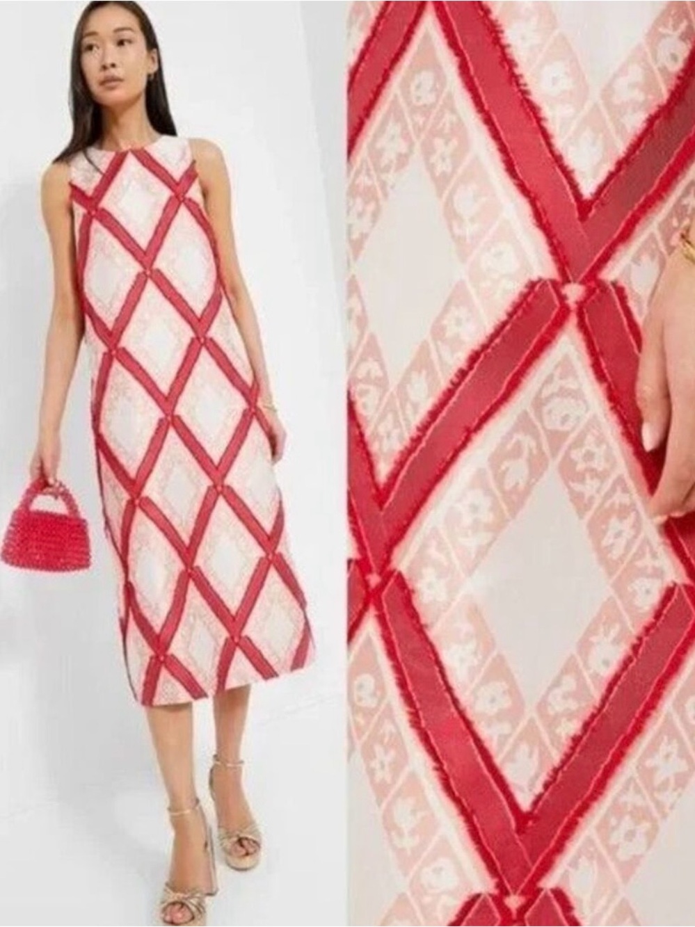 Tuckernuck Vermillion Trellis Fil Coupe Francine Midi Dress Size Large